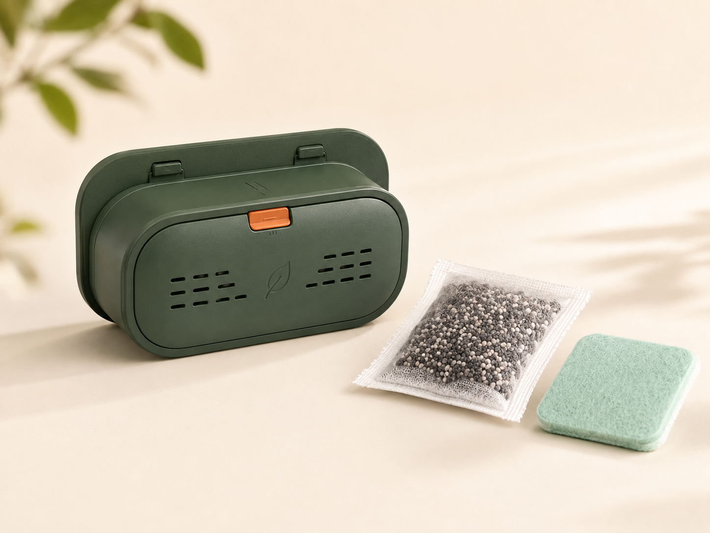 HappyBin Pod bevestigd onder de deksel van een groene gft-bak